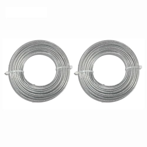 Lawnoval Línea de corte de césped de alambre de acero reforzado con núcleo, 24 mm, 27 mm, 33 mm, 35 mm x 15 m, paquete de 2 bobinas de repuesto para cortacésped y cortadores de cepillo de 24 mm