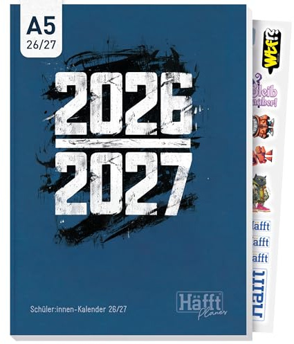 Häfft® Planer 2026 2027 A5 - Softcover Schülerkalender six seven