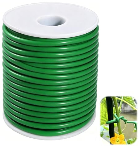 20M 3.5mm Plant Ties,Green Garden Plastic Coated Soft Twist Wire | Flexible Garden Wire for Climbing Plants, Fixing Vines Shrubs and Flowers,Tomatoes and DIY Projects Plant Ties