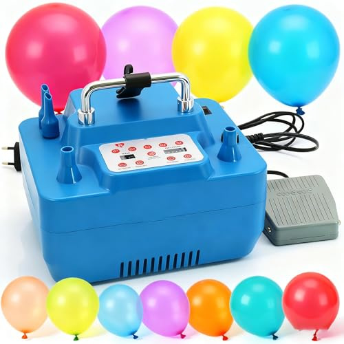 Elektrisk ballongpump – 800 W bärbar uppblåsare med dubbla munstycken, timer och minnesfunktion för ballongbukettdekoration och festtillbehör