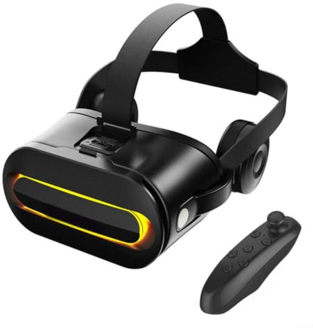 Risveglio Cuffie per cellulare, occhiali 3D per realtà virtuale con controller di gioco, giochi e film 3D coinvolgenti, design leggero in ABS, compatibile con e smartphone, nero (nero)