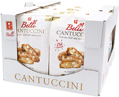 Belli Cantuccini 10er Pack IGP alle mandorle 25% Mandeln (10x 250g) | Mandelgebäck aus Italien | Keks mit Mandeln | 2500g abgepackte Gebäckstücke | italienische Kekse