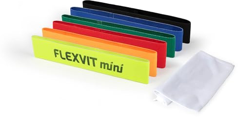 FLEXVIT Mini Band Set da 3 e 6 – Fasce fitness per esercizi di stabilizzazione generale, allungamento e mobilitazione, vari punti di forza, per principianti e professionisti