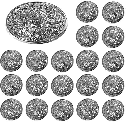 Healifty 30 stk Knöpfe Metall wunderschönes Muster Mantelknopf Metallknöpfe Antik Knöpfe für Anzüge Jacken äntel Uniform Leder Geldbeutel Kleidung Dekoration Silber Größe S