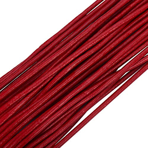 Cheriswely, cordoncino rotondo in pelle bovina da 32,8 m, per gioielli fai da te e creazione di bracciali, rosso