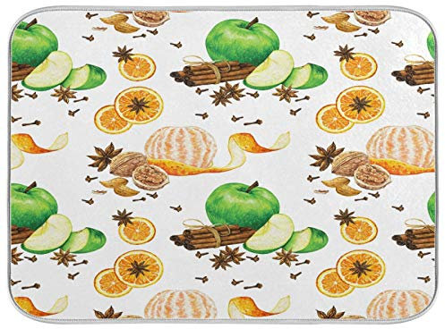 Stuoia di asciugatura per piatti da cucina 40,6 x 45,7 cm, affettate mele e arancioni scolapiatti, tappetino da cucina