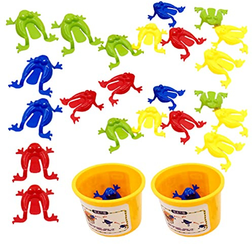 Springen Frosch Spielzeug, 24 Stück Frösche Hüpfen Spiel 5.5cm Frösche Spielzeug Finger - Froschspielzeug aus Kunststoff Finger Drücken Spiel Prellen für Weihnachten, Halloween und Geburtstagsfeiern