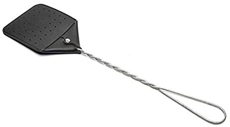 Tianbi Matamoscas de piel sintética, 20,4 € resistente matamoscas con mango de hierro duradero, matamoscas de piel con agujero para colgar, matamanos extendidos para el hogar al aire libre