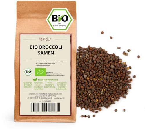 Kamelur 500g de graines de brocoli BIO pour pousses de brocoli - Graines de brocoli germables BIO sans additifs - Graines de brocoli pour pousses BIO dans un emballage biodégradable