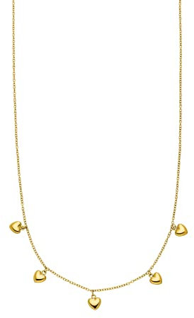 Purelei® Kalea Heart Kette (Gold, Silber, Rosegold), Damen Halskette aus langlebigem Edelstahl, Wasserfester Schmuck mit 5 Herz-Anhängern, 40-45 cm Länge verstellbar (Gold)