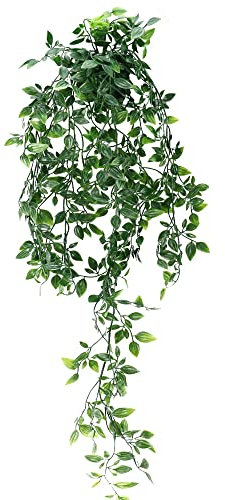 JTgugu Planta Artificial Colgante con Maceta Plantas de Plástico Decorativas Aptas para Interiores Exteriores Jardín Cestas de Pared Decoración de Bodas Oficina Hogar