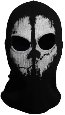 COD Ghost Mask Skull Balaclava MW2 Skeleton Costume Full Head Ski Snood Mask Knitted Windproof Warmer Headwear for Bike Skateboard Motorcycle Snowboard Outdoor Sport, Black07