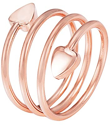 EnerCoppeX Magnetisk kvinnlig ring med 3 500 Gauss, 99,99 % ren koppar, klassisk kärleksdesign med 2 magneter, justerbar storlek (roséguld)