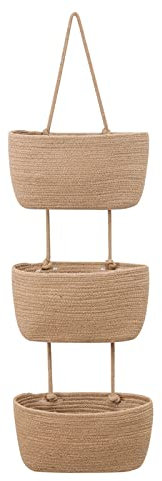 Hängeorganizer, 3 Stufiger Tür Wand Hängend Korb, Wall-Mounted Veranstalter lagerung körbe aus Baumwollseil Gewebt, Hängekorb zur Aufbewahrung für Wohnzimmer, Schlafzimmer, Bad, Kinderzimmer (B)