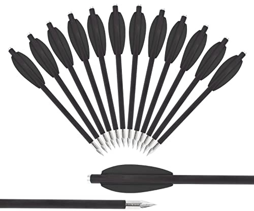 ELONG OUTDOOR 6,3 Carbon Armbrust Bolzen Pfeile, Armbrustpfeile Armbrustbolzen mit Stahlspitzen Jagdpfeile für 50-80 lbs Pistolenarmbrust Präzisionsziel,Schießübungen und kleine Jagd