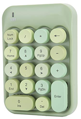 Teclado Numérico Inalámbrico, Mini Teclado Numérico Digital de 18 Teclas, Teclado Numérico Ergonómico con Receptor USB de 2.4G y Teclado de Chocolate para Computadora Portátil/PC (fantasía verde)