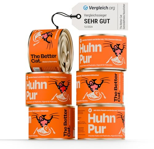 The Better Cat - Getreidefreies Nassfutter mit extra hohem Fleischanteil - Premium Katzenfutter ohne Getreide und ohne Zucker (200g, Huhn)