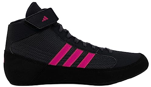 adidas Men's HVC Wrestling Shoes, Black/Charcoal/Hot Pink, 10