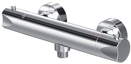 Duscharmatur Thermostat, Duschthermostat, Brausethermostat Brausearmatur, Thermostatbrausebatterie, Mischbatterie Dusche mit Verbrühschutz bei 38℃, Armatur für Dusche, AM.PM Hit FTA40000, Chrom