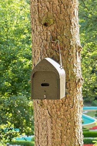 HASSELFELDT Fledermaushöhle aus Holzbeton mit dreifacher Vorderwand 18mm | Wetterfest | Fledermausquartier | Fledermauswochenstube | Großraumhöhle | Sommerquartier| Fledermauskasten| Fledermaus-Haus