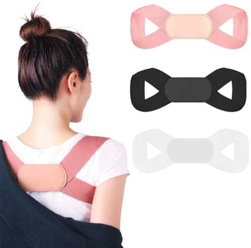 KUIZHEN Rücken Geradehalter, 3 Stücke Rücken Haltungskorrektur Geradehalter Atmungsaktive und Verstellbare Rückenstabilisator für Damen und Herren Schwarz Weiß Rosa