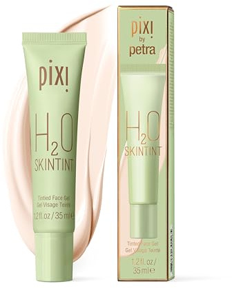 Pixi H2O Skintint | Fuktgivande gel med färg, lätt, fuktgivande och vattentät, enhetliga toner och minskar rodnad, porslinsfärg, 35 ml