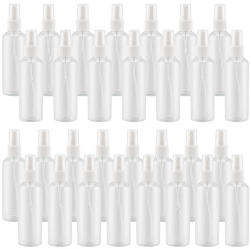 LEXININ 30 PCS 100ml Clear Plastic Spray Bottles, Small Transparent Empty Spray Bottles for Cleaning, Travel