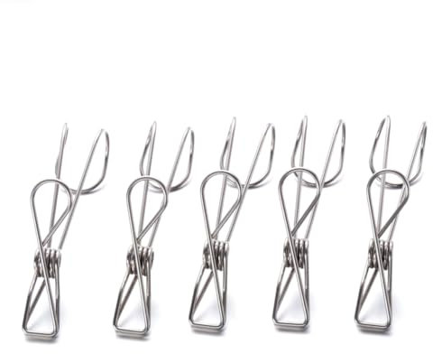 TOPBATHY Pinces à Linge Faciles à en Acier Inoxydable 5pcs, Clips Métalliques Haute Élasticité pour Pantalons