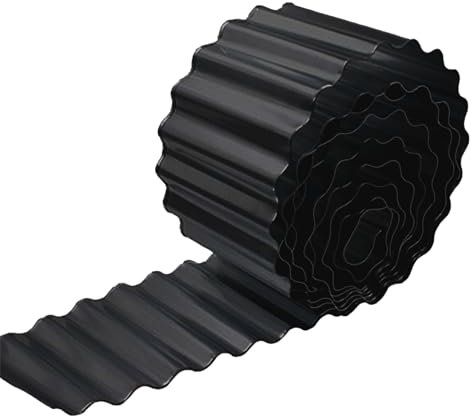 Metall-Garteneinfassung, 30,5 cm x 6,8 m, gewellt, verzinktes Metall, Garteneinfassung, robuste Garteneinfassung, Landschaftseinfassung für DIY-Blumenbeete, Rasen, Wege (schwarz)