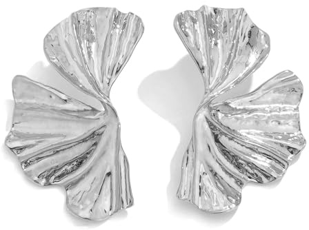 HSAJS Ohrringe Damen Große Blume Ohrringe Ginkgo Blatt Ohrstecker aus Metall Ohrstecker Übertrieben Hypoallergene Modeschmuck Aussage Ohrringe Schmuck für Frauen und Mädchen