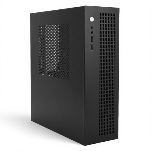 MATX ITX Mini PC Case, MATX Case Mini PC ITX Caja de Computadora de Escritorio, Interfaz USB2.0 Soporte de Ventilador de Enfriamiento Dual SSD HDD Caja de Computadora Pequeña con