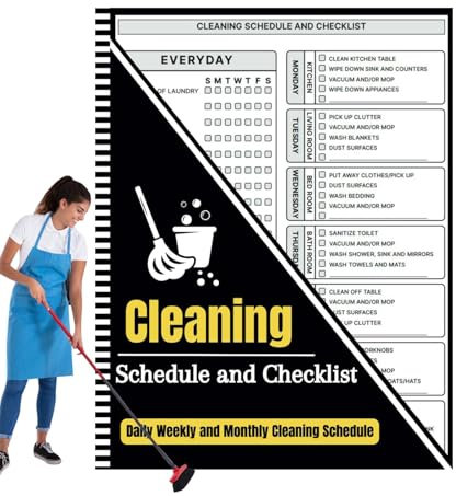 Checkliste für Reinigungsliste, Wochenplaner, 21,6 x 29,1 cm, Haushaltsplan, täglicher, wöchentlicher und monatlicher Reinigungsplaner für Erwachsene