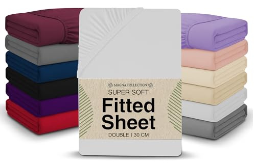 Single Fitted Sheet - 90 x 190cm with 30cm Deep Pocket, Soft Brushed Microfibre, Wrinkle-Free, Easy Care, Fade & Shrink Resistant by MAGNA COLLECTION (White, Single)