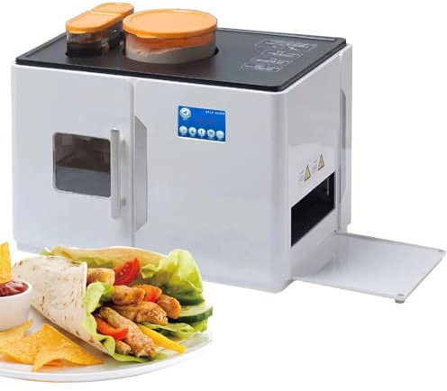 Equipo para hacer wraps completamente automático, máquina eléctrica para hacer wraps de pan plano roti chapati, grosor/tostado/nivel aceite ajustables y producción máxima 15 a 20 piezas/vez