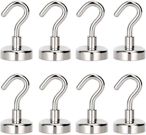 SZKKQKJ Ganci magnetici, 8 ganci magnetici, magneti super forti con ganci, ganci magnetici extra forti, supporto magnetico grande per l'uso in cucina