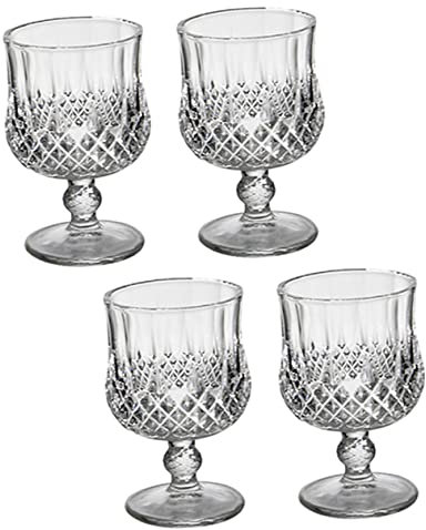 MAGICLULU 4 Pièces Verre À Vin Rouge Verres À Porto Gobelets À Vin Givrés Tasse À Whisky Verres Vintage Gobelet À Thé Glacé À Vin Givrés À Cocktails À Vin De Mariage