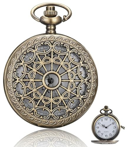 Modern Vintage Quartz Pocket Watch, Classic Mechanical Pocket Fob Watches, Vintage Quartz Pocket Watchs Roman Numerals Stylish Pockets Watch for Birthday Anniversary Day Christmas Fathers Day