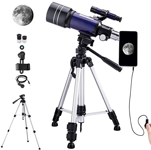 Telescopio Ultra HD para Principiantes y Adultos, telescopio Refractor astronómico de 70 mm con trípode, telescopio portátil para el Doble de Comodidad