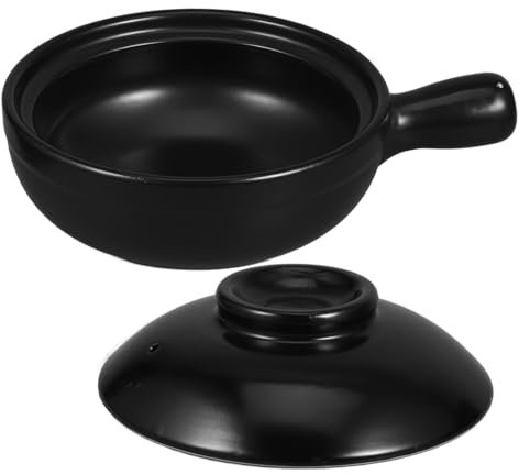 Alipis Cazuela De Terracota Tapa y Asa Única Olla Para Cocción De Arroz Sopa y Porridge Para Uso Comercial Restaurantes y Comida Para Llevar