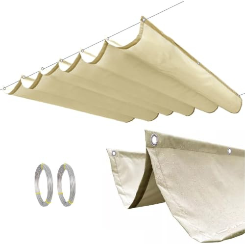 Einziehbares Wellen-Sonnensegel, Wasserdicht UV-beständig Sonnenschutz Überdachung Mit Montagesatz Für Den Außenbereich Pergola Garten Wintergarten Terrasse(Off-White)