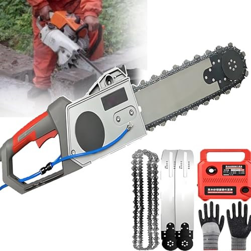 TronçOnneuse éLectrique Portative Sans Balais 5 800 W/6 500 W, Scie à BéTon DiamantéE Haute Performance, Avec Coupe à Eau Refroidie Par Eau, Avec 2 ChaîNes Et 2 Guides-ChaîNes.,350
