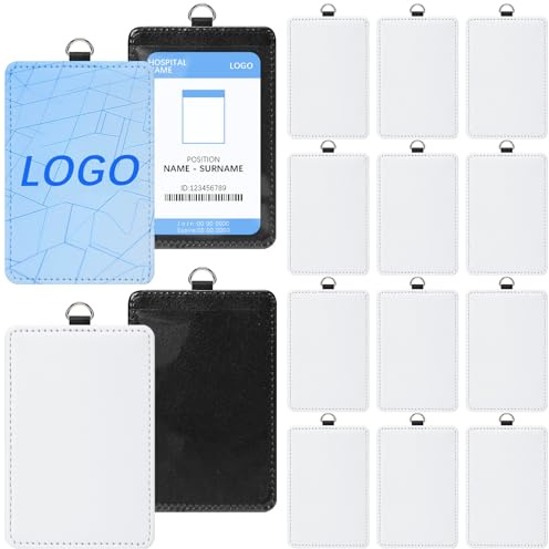 14pcs Sublimation id Badge Holder Blanks Bulk Heat Transfer Print Waterproof Name Tags Blank pu Leather ID Card Sublimation Card Holder