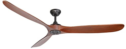 reiga 178 cm Holz Deckenventilator mit Fernbedienung, Leiser DC-Motor
