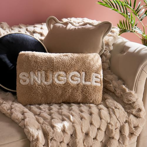 OHS Snuggle Plush Pillow, Ultra Soft Plush Fleece Stuffed Novelty Cushion with Hand Warmer Snuggly Pocket Novelty Pillow for Home Office Gift for Adults Kids, Natural - 15 x 30 x 50cm
