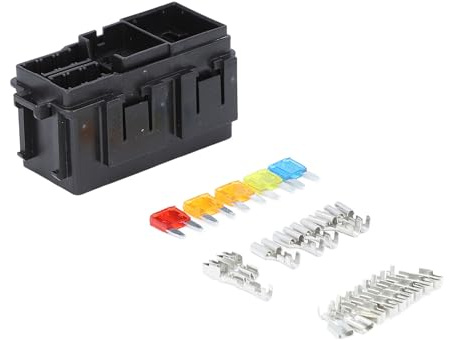 KIMISS Kit de Caja de relé de Fusible Universal Resistente Al Calor de 12 V con 2 Soportes de relé de Ranura, 6 Soporte ATC de Ranura y 5 Fusibles para Aplicaciones Automotrices