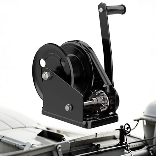 Treuil manuel robuste – Rapport de vitesse 4:1 – Treuil de remorque auto-freinant à 2 voies pour bateaux et remorques facile à utiliser, capacité de 816,5 kg (sans câble/crochet inclus)