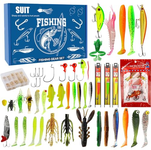 Calendario de Adviento 2025,Conjunto De Cebo De Pesca Set,Cuenta Regresiva de Navidad con Cebo de Pesca, Regalo Sorpresa para Papá, Abuelo (A)