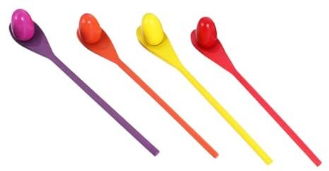 Mikinona 4 Set Wooden Egg Spoon Race Game for Adults Outdoor Balance Relay Fun Sensory Integration and Family Picnic Activity Mixed Colors