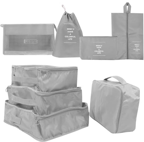 ibasenice 8 Stück Wasserdichtes Travel Packing Cubes Vielseitige Gepäck Organizer Taschen in Verschiedenen Faltbare Reise Kleider Kosmetiktaschen für Business Urlaub Camping
