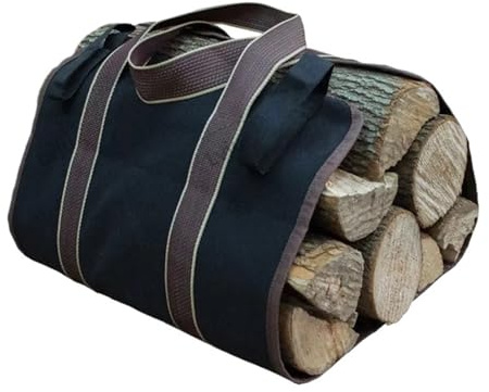 Canvas Firewood Wood Carrier Bag 36 X 16 Inches Log Camping Outdoor Holder Carry Storage Wooden For Carrying(Black)